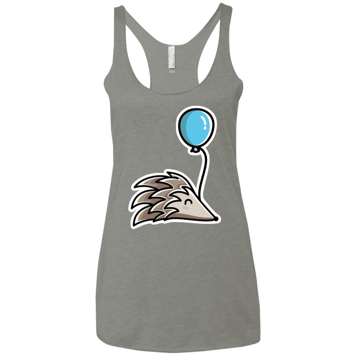 T-Shirts Venetian Grey / X-Small Kawaii Hedgehog with Balloon Women's Triblend Racerback Tank