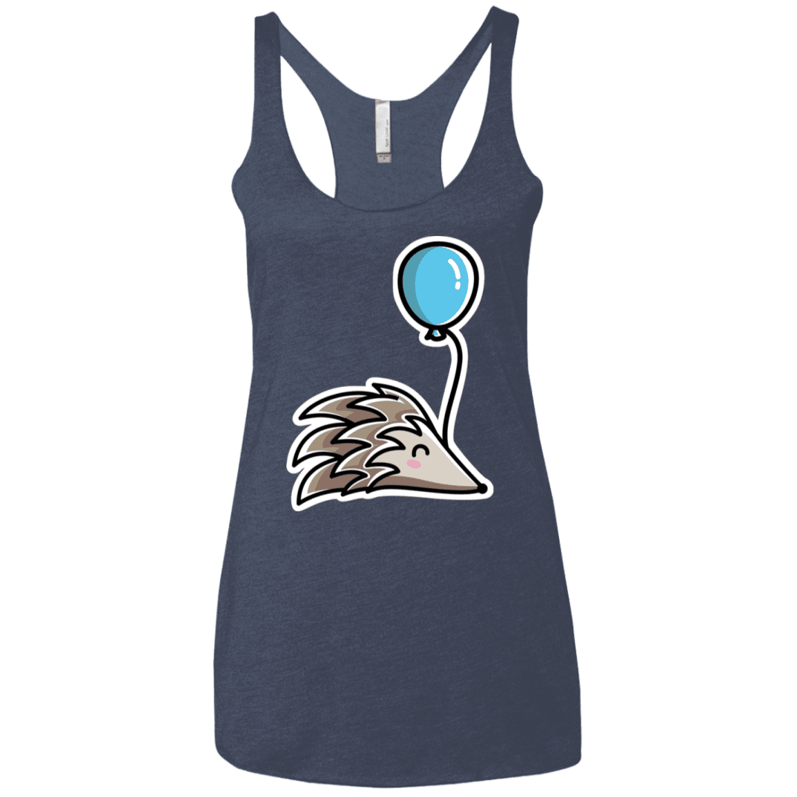 T-Shirts Vintage Navy / X-Small Kawaii Hedgehog with Balloon Women's Triblend Racerback Tank