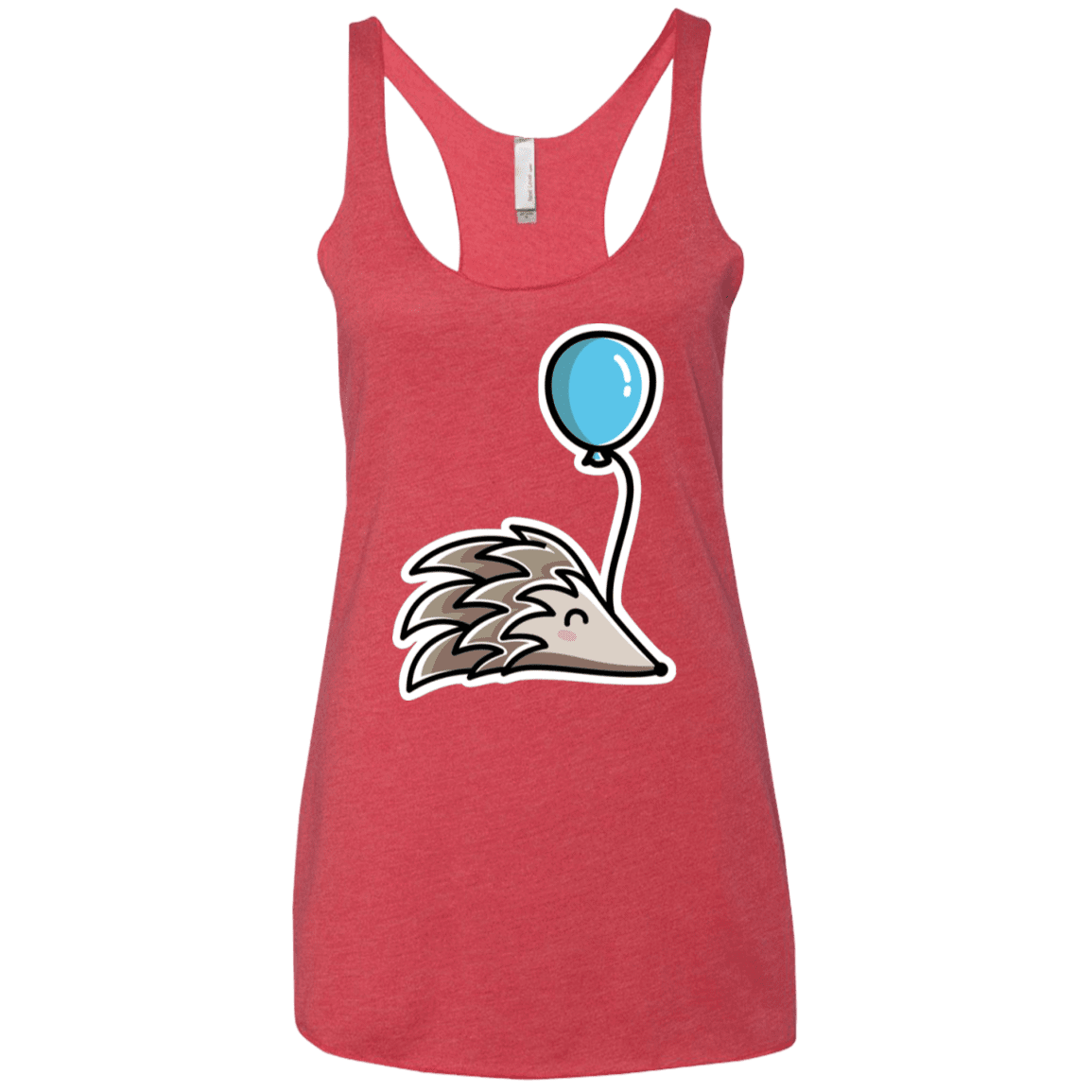 T-Shirts Vintage Red / X-Small Kawaii Hedgehog with Balloon Women's Triblend Racerback Tank