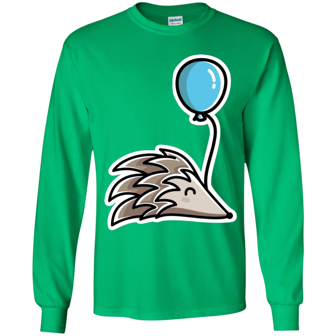 T-Shirts Irish Green / YS Kawaii Hedgehog with Balloon Youth Long Sleeve T-Shirt