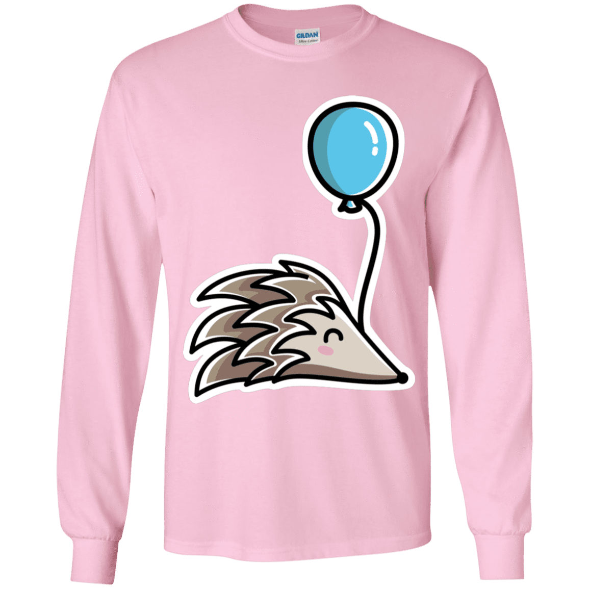 T-Shirts Light Pink / YS Kawaii Hedgehog with Balloon Youth Long Sleeve T-Shirt