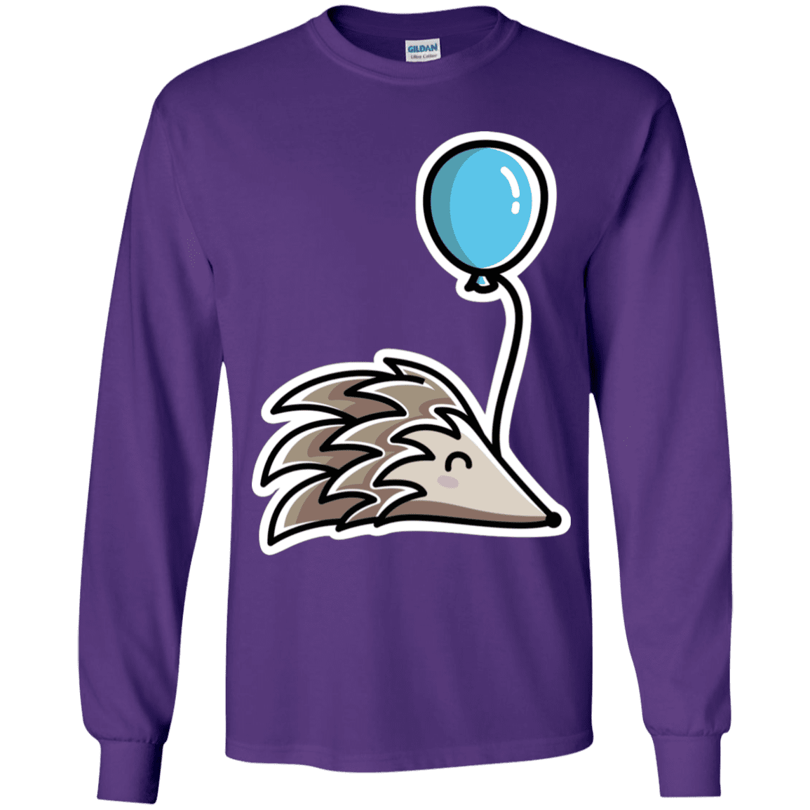T-Shirts Purple / YS Kawaii Hedgehog with Balloon Youth Long Sleeve T-Shirt