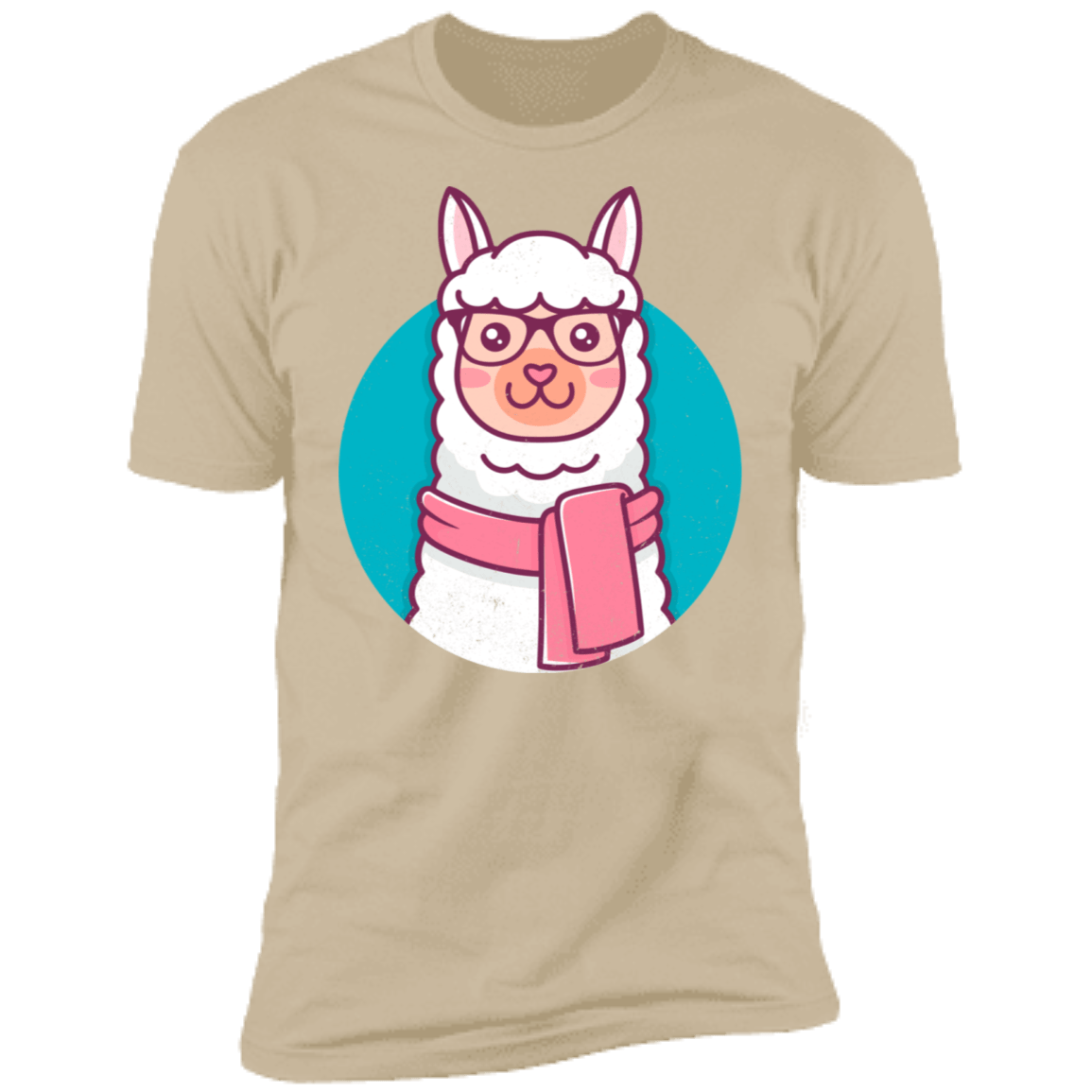 T-Shirts Sand / S Kawaii Hipster Llama Men's Premium T-Shirt