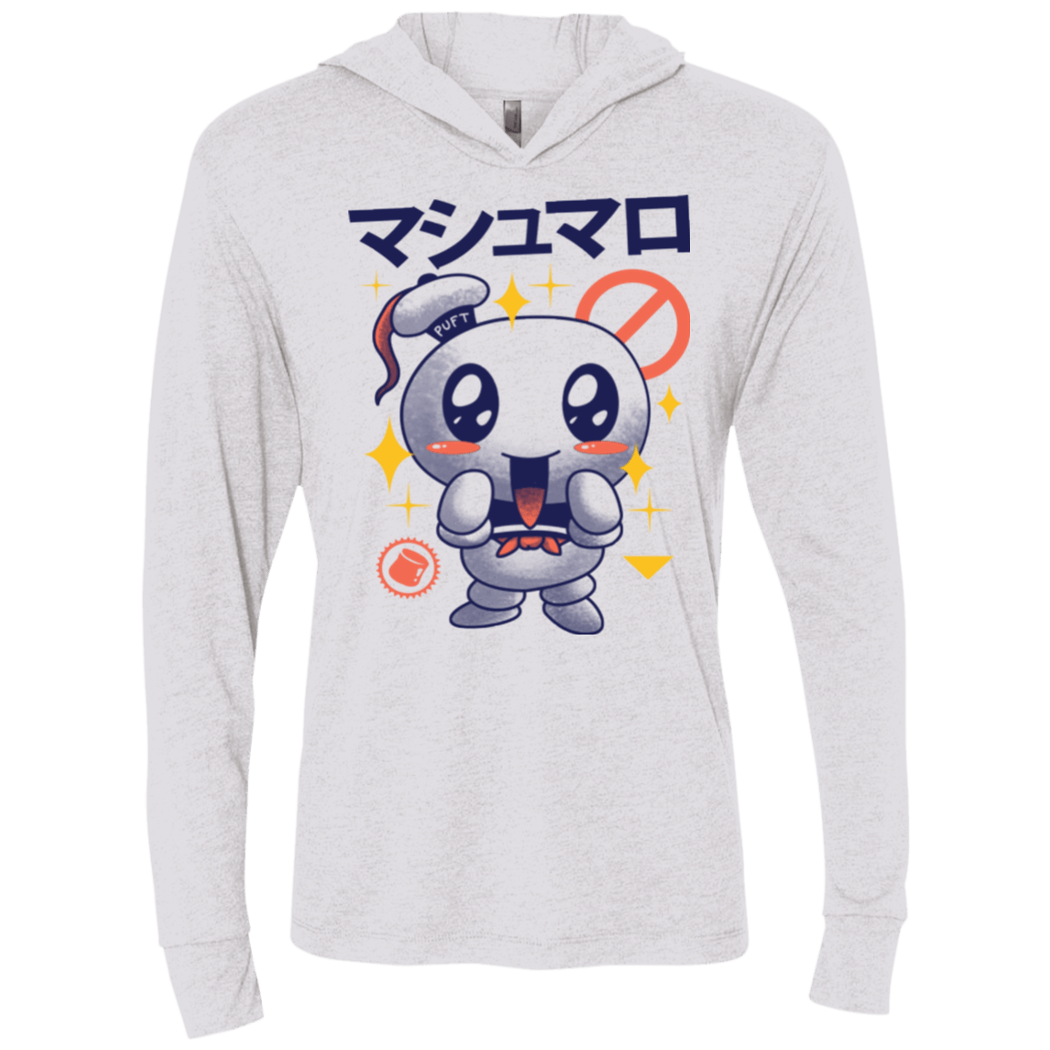 T-Shirts Heather White / X-Small Kawaii Marshmallow Triblend Long Sleeve Hoodie Tee