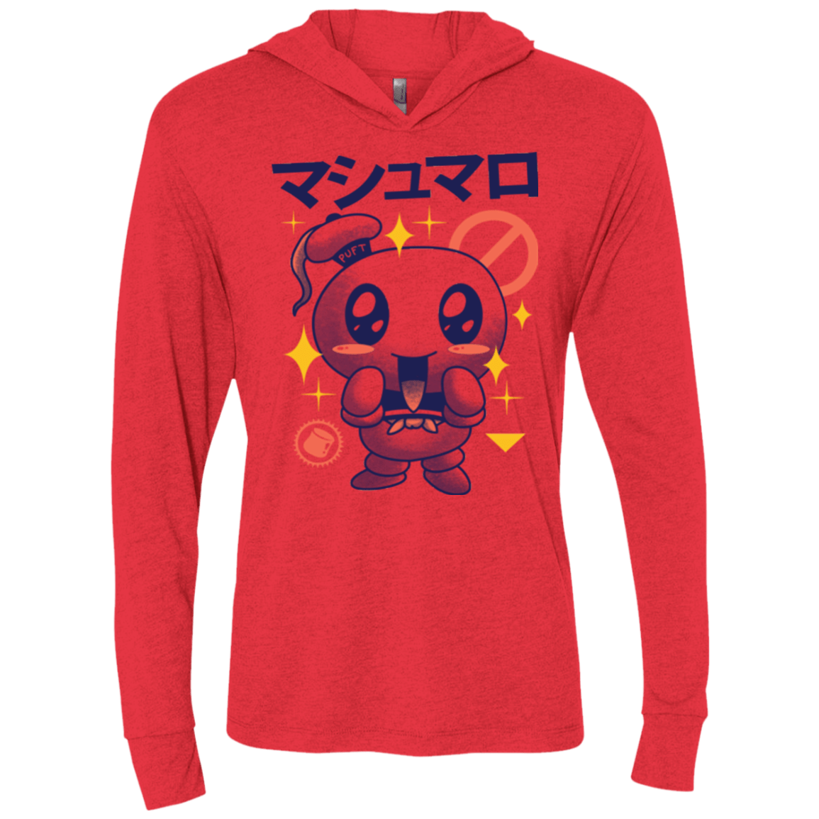 T-Shirts Vintage Red / X-Small Kawaii Marshmallow Triblend Long Sleeve Hoodie Tee