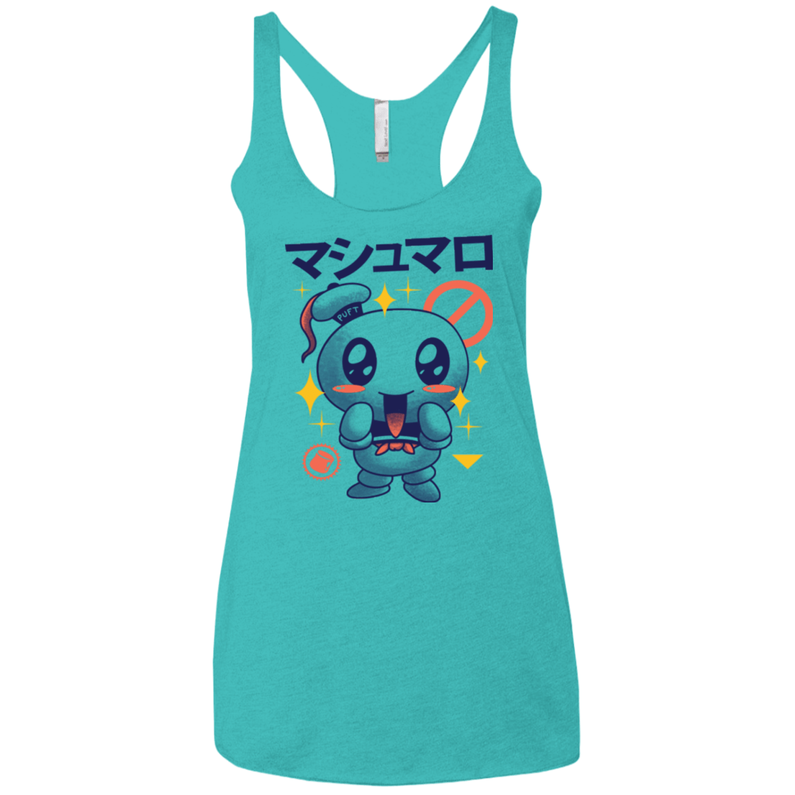 T-Shirts Tahiti Blue / X-Small Kawaii Marshmallow Women's Triblend Racerback Tank