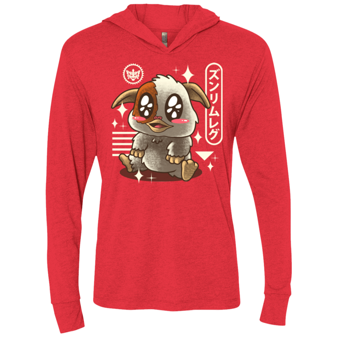 T-Shirts Vintage Red / X-Small Kawaii Mogwai Triblend Long Sleeve Hoodie Tee