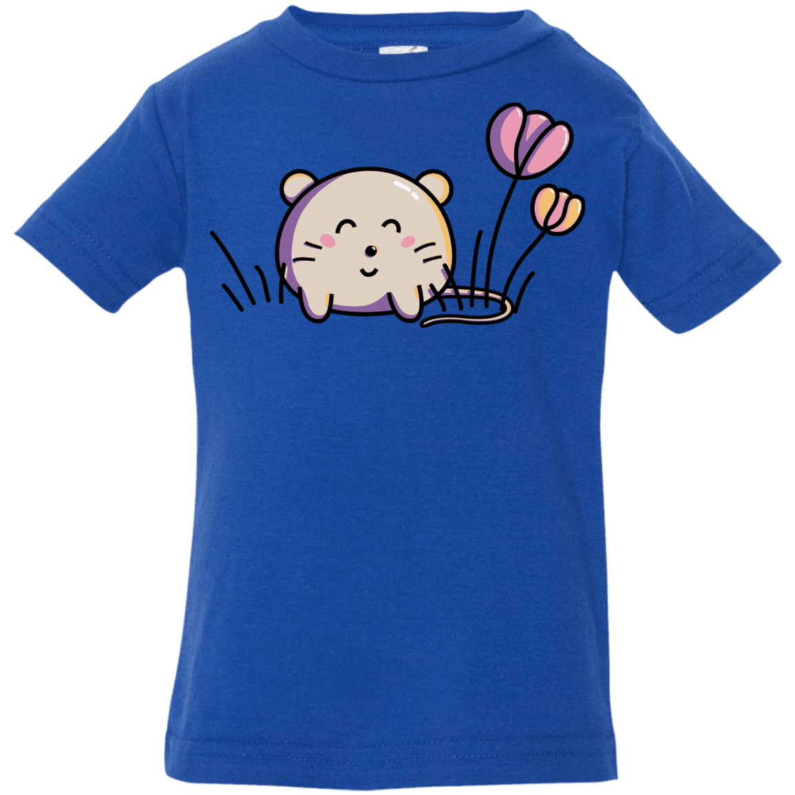 T-Shirts Royal / 6 Months Kawaii Mouse and Tulips Infant Premium T-Shirt