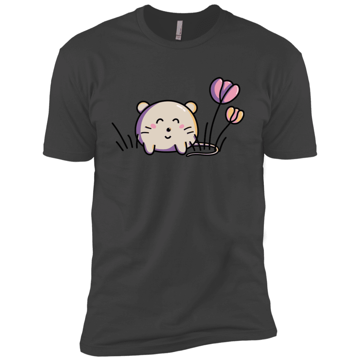T-Shirts Heavy Metal / X-Small Kawaii Mouse and Tulips Men's Premium T-Shirt