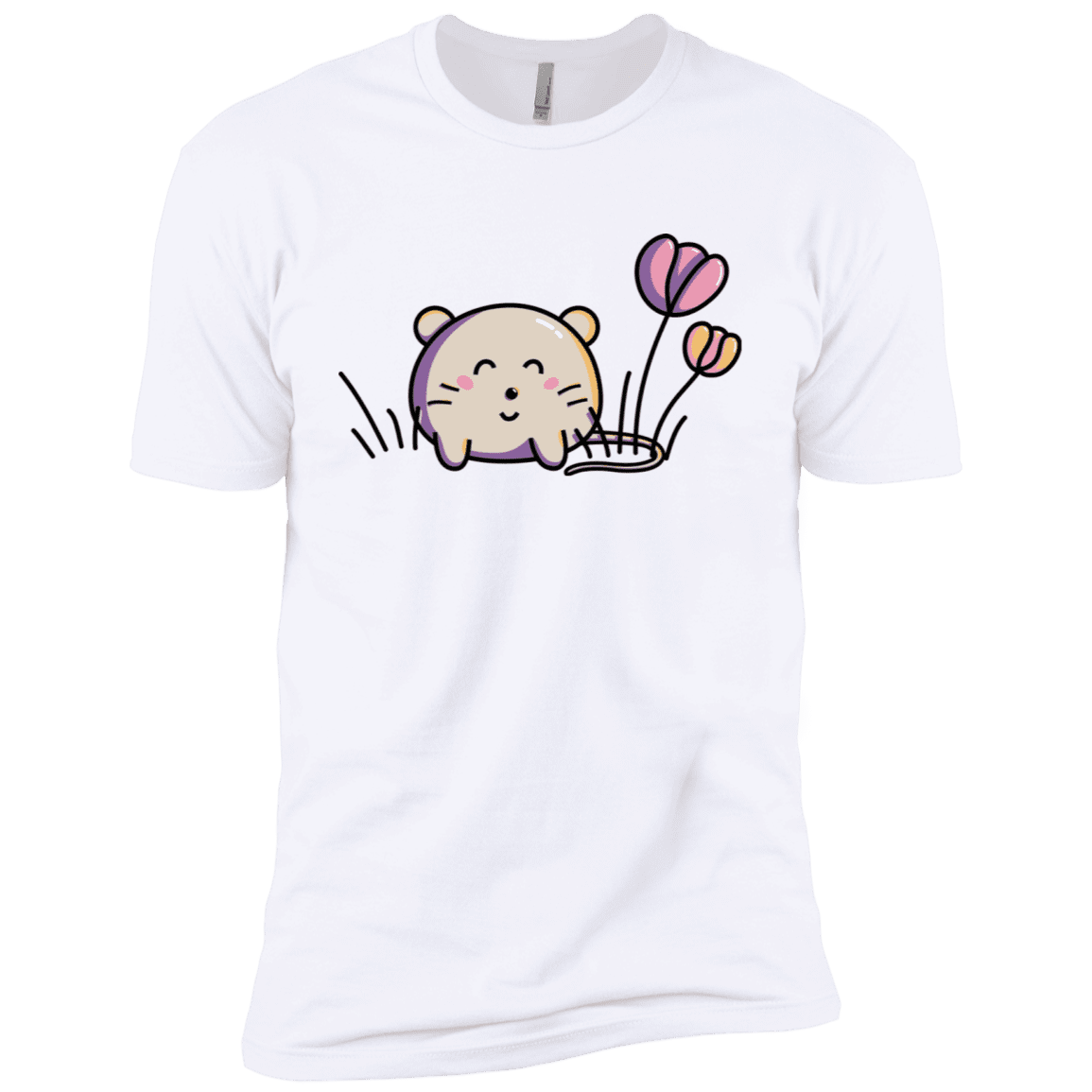 T-Shirts White / X-Small Kawaii Mouse and Tulips Men's Premium T-Shirt