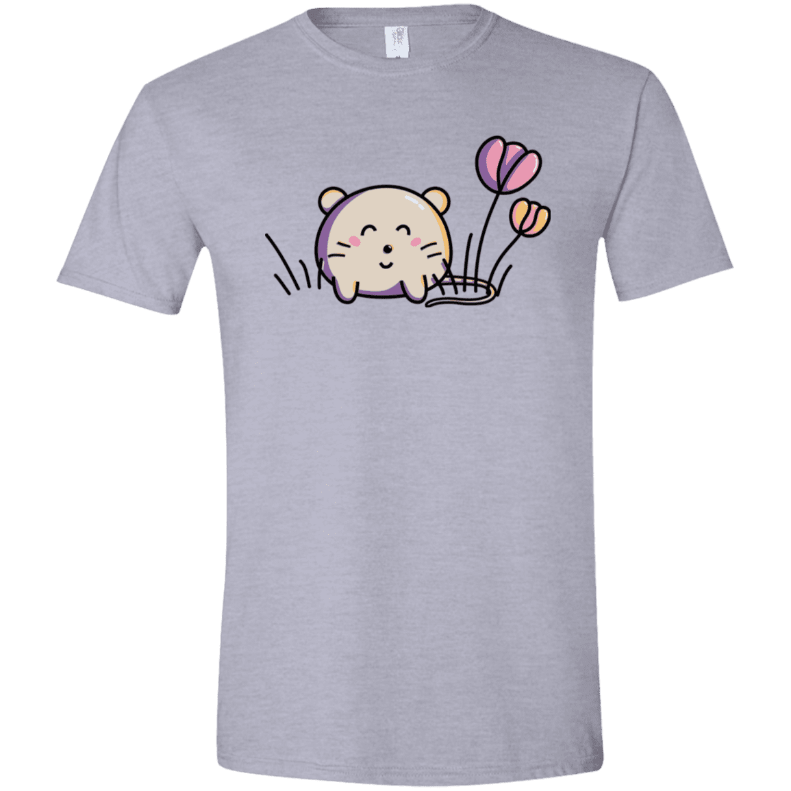 T-Shirts Sport Grey / X-Small Kawaii Mouse and Tulips Men's Semi-Fitted Softstyle