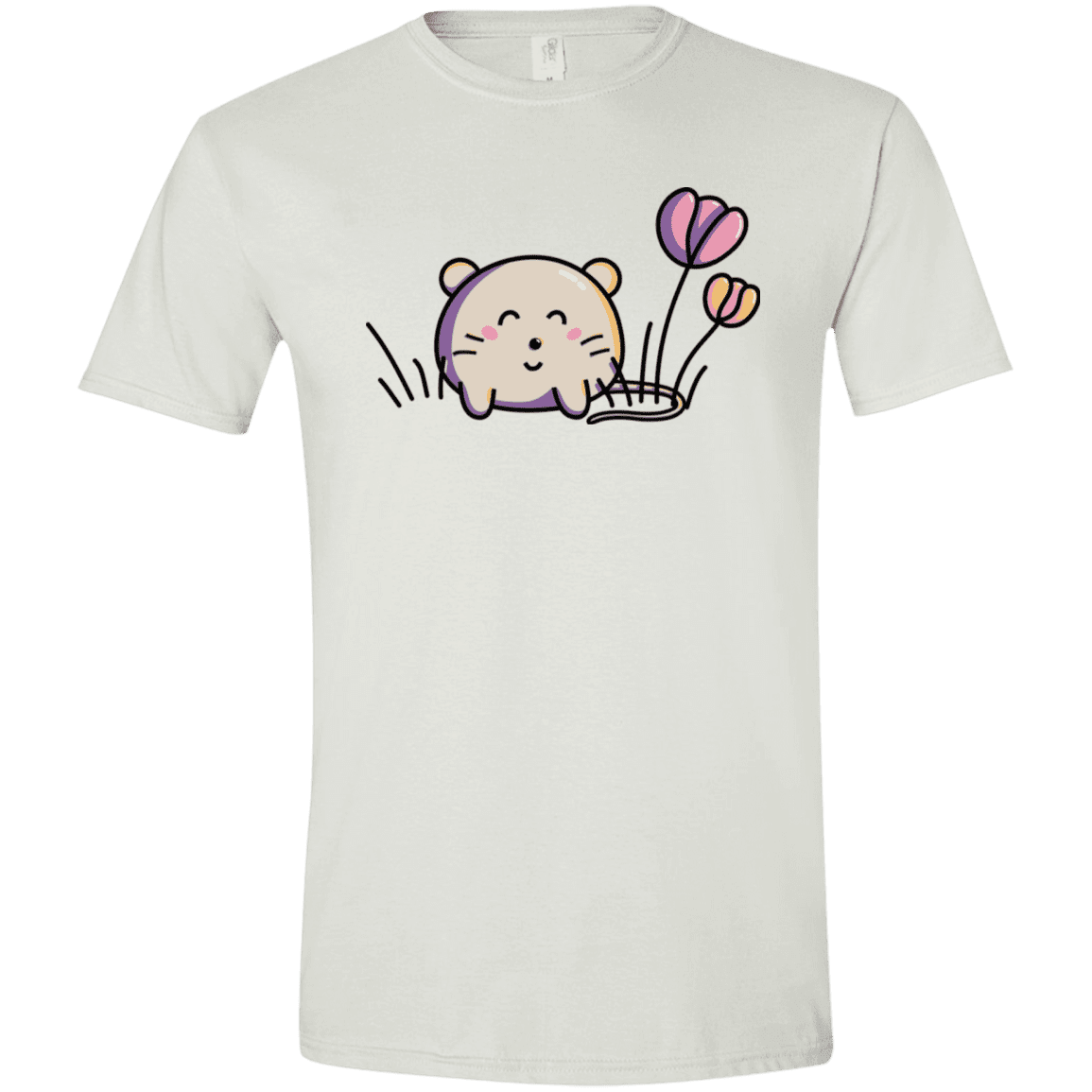 T-Shirts White / X-Small Kawaii Mouse and Tulips Men's Semi-Fitted Softstyle