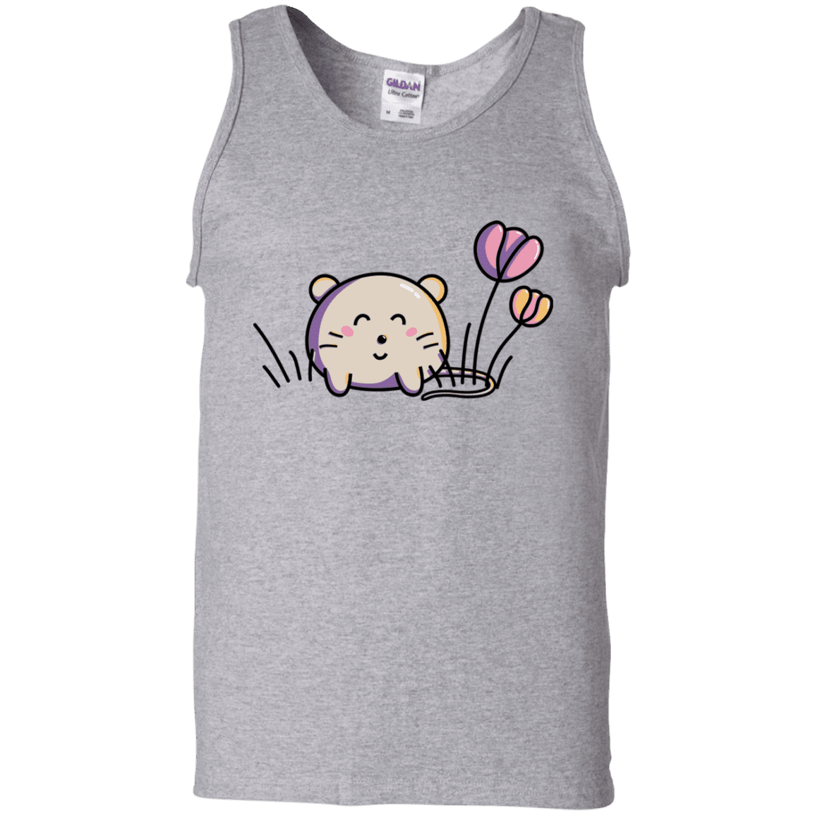 T-Shirts Sport Grey / S Kawaii Mouse and Tulips Men's Tank Top