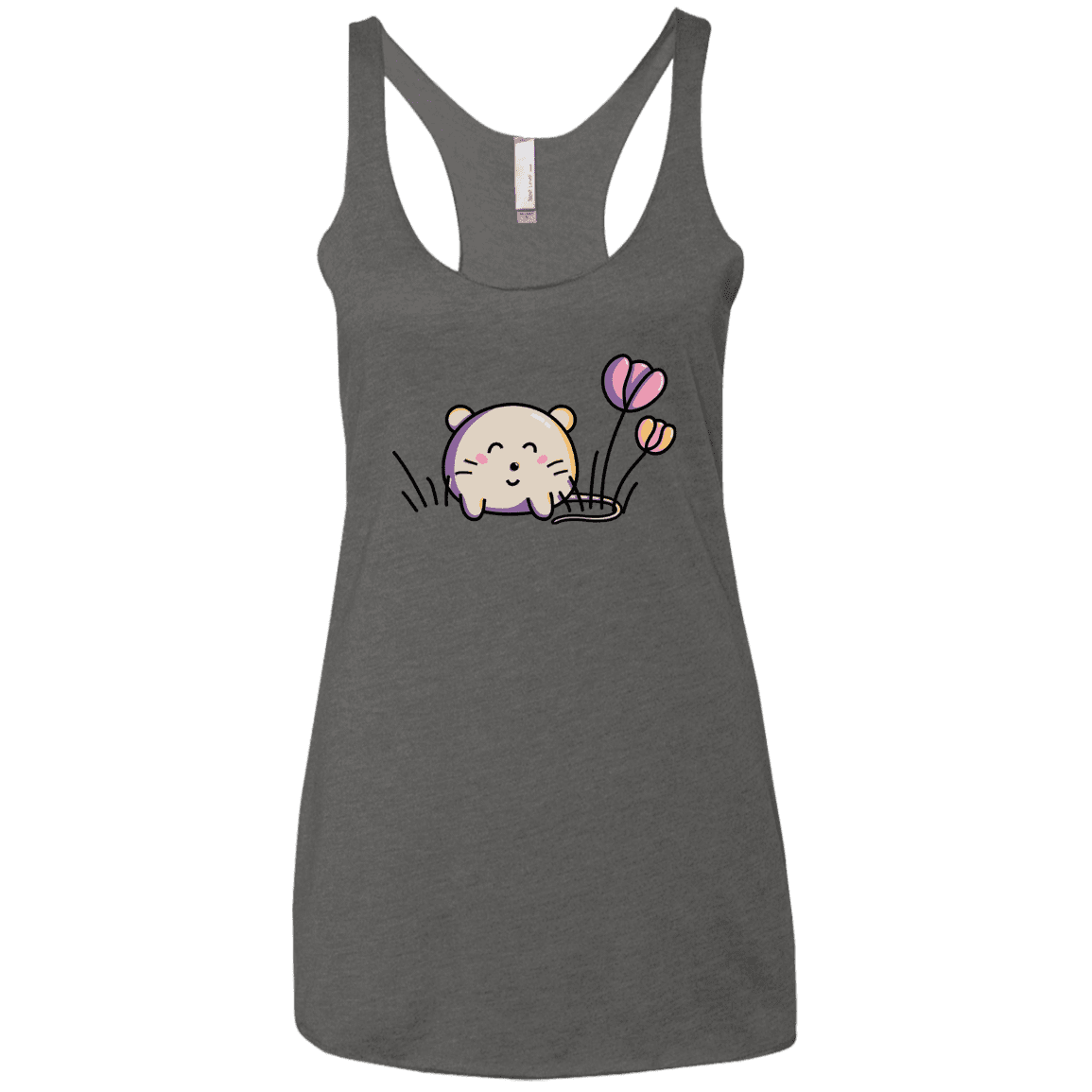 T-Shirts Premium Heather / X-Small Kawaii Mouse and Tulips Women's Triblend Racerback Tank