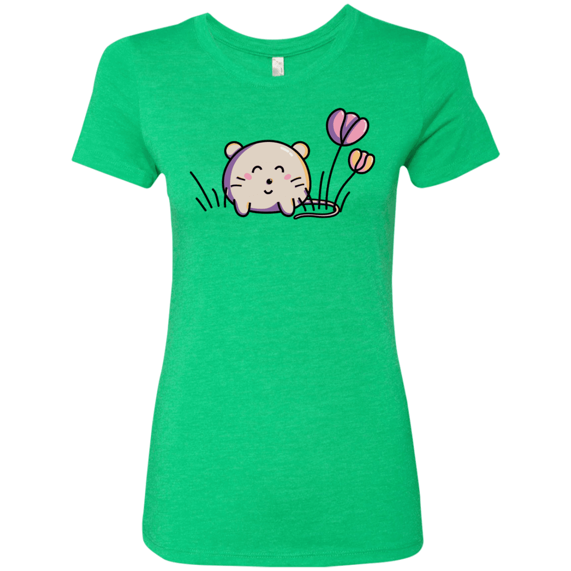 T-Shirts Envy / S Kawaii Mouse and Tulips Women's Triblend T-Shirt