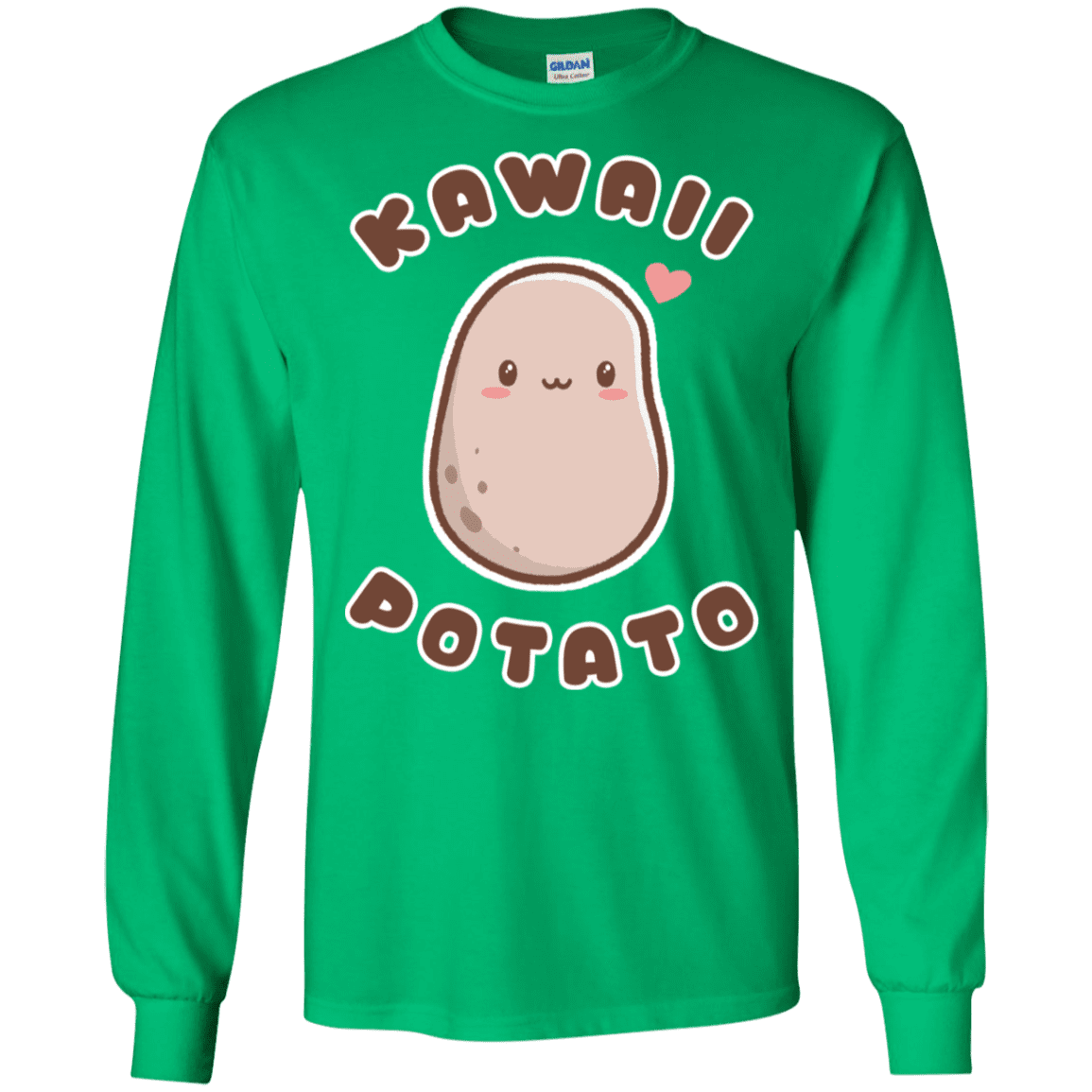 T-Shirts Irish Green / S Kawaii Potato Men's Long Sleeve T-Shirt