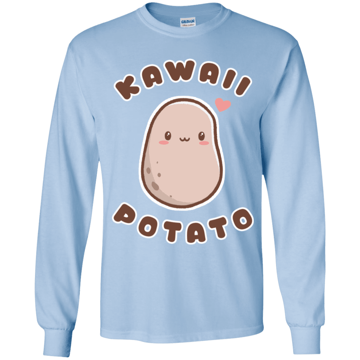 T-Shirts Light Blue / YS Kawaii Potato Youth Long Sleeve T-Shirt