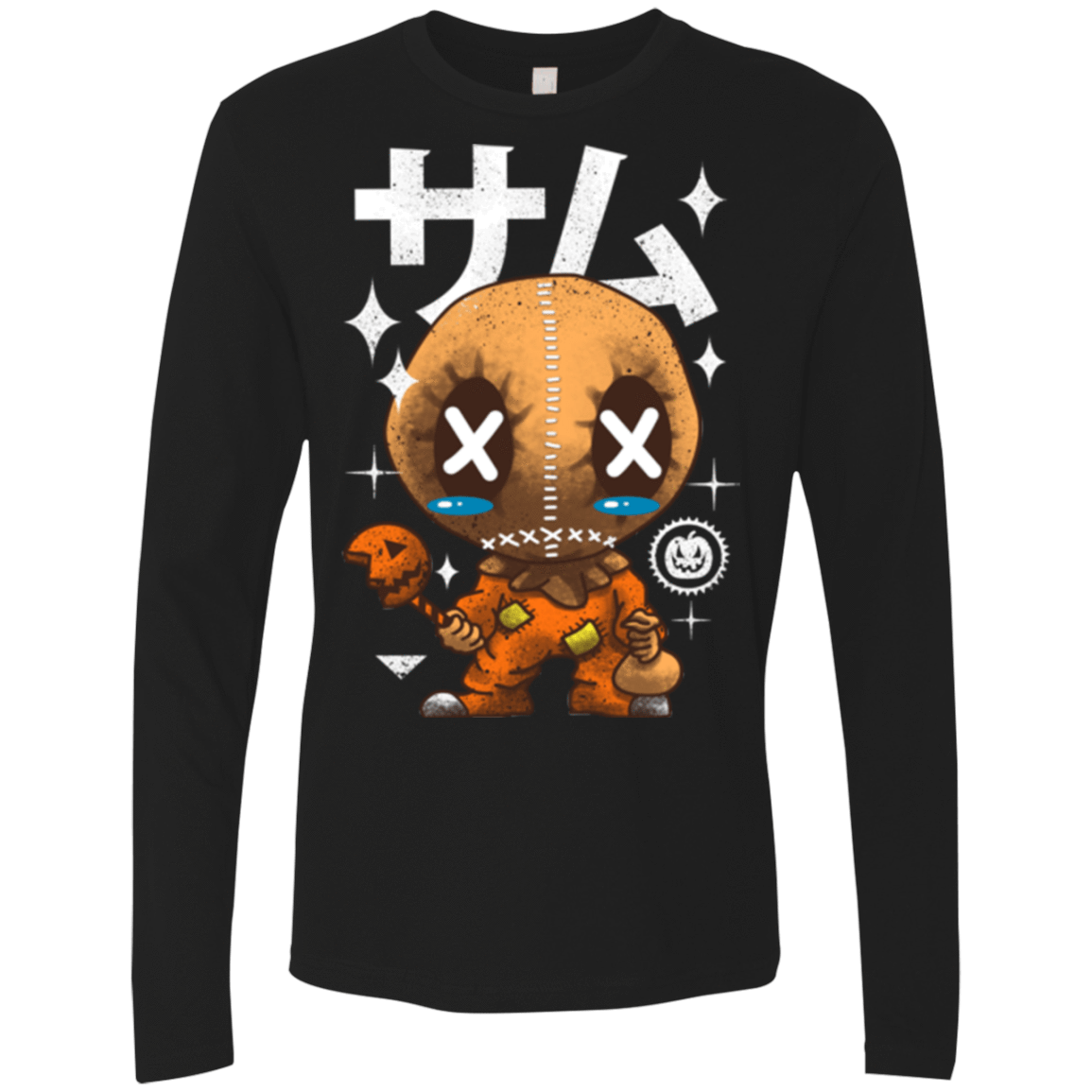 T-Shirts Black / Small Kawaii Pumpkin Men's Premium Long Sleeve
