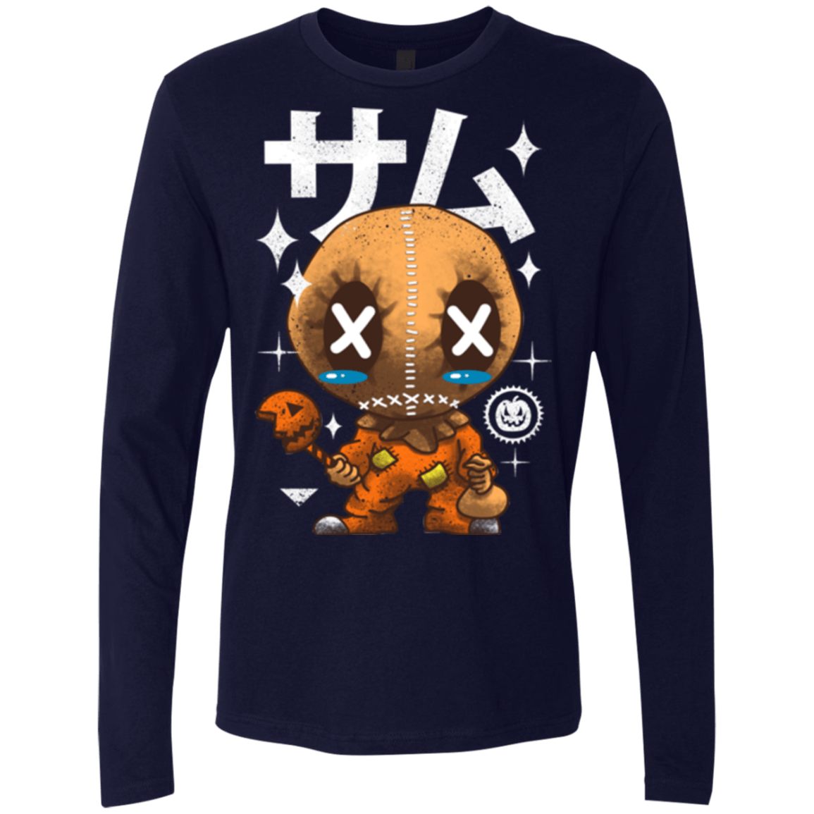 T-Shirts Midnight Navy / Small Kawaii Pumpkin Men's Premium Long Sleeve