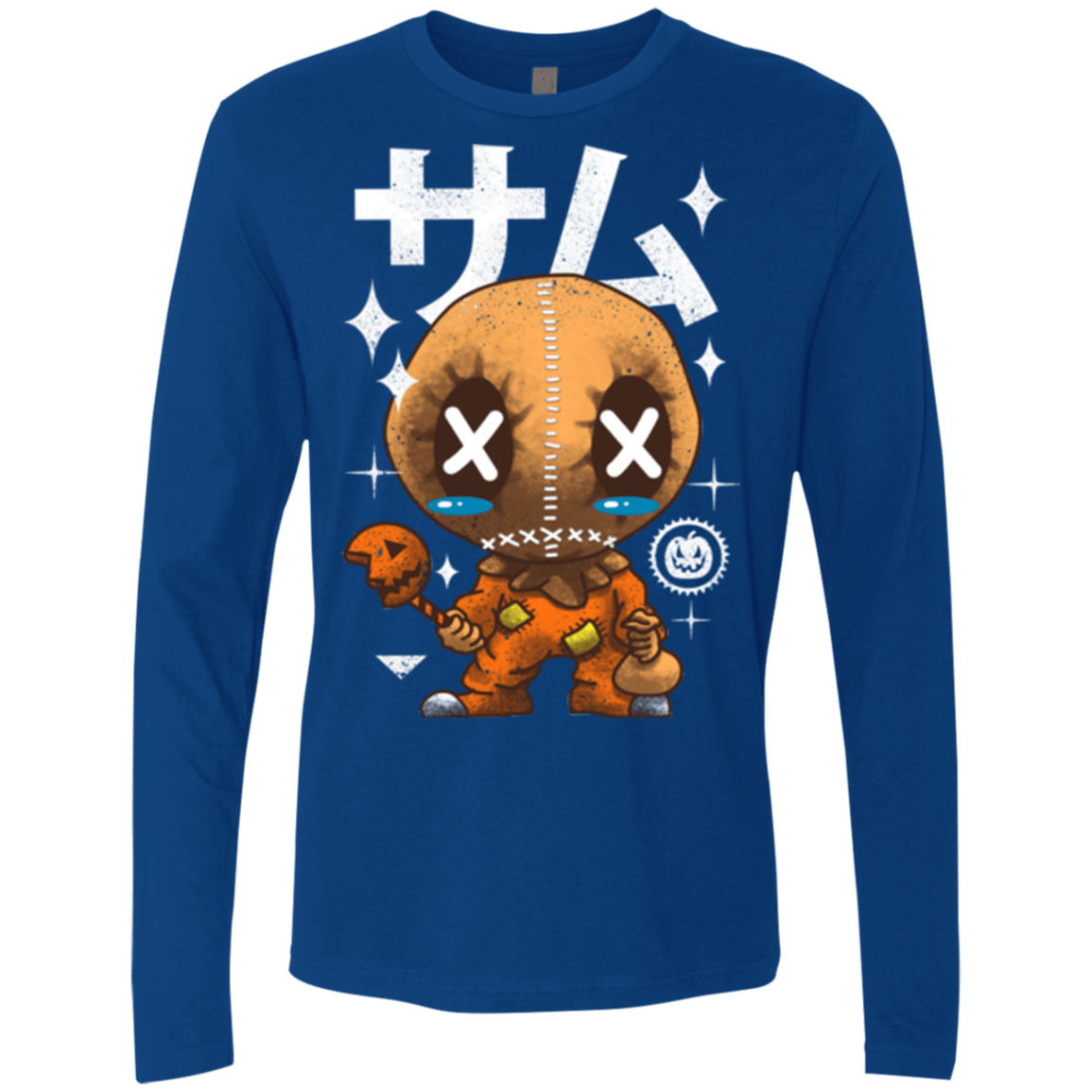 T-Shirts Royal / Small Kawaii Pumpkin Men's Premium Long Sleeve