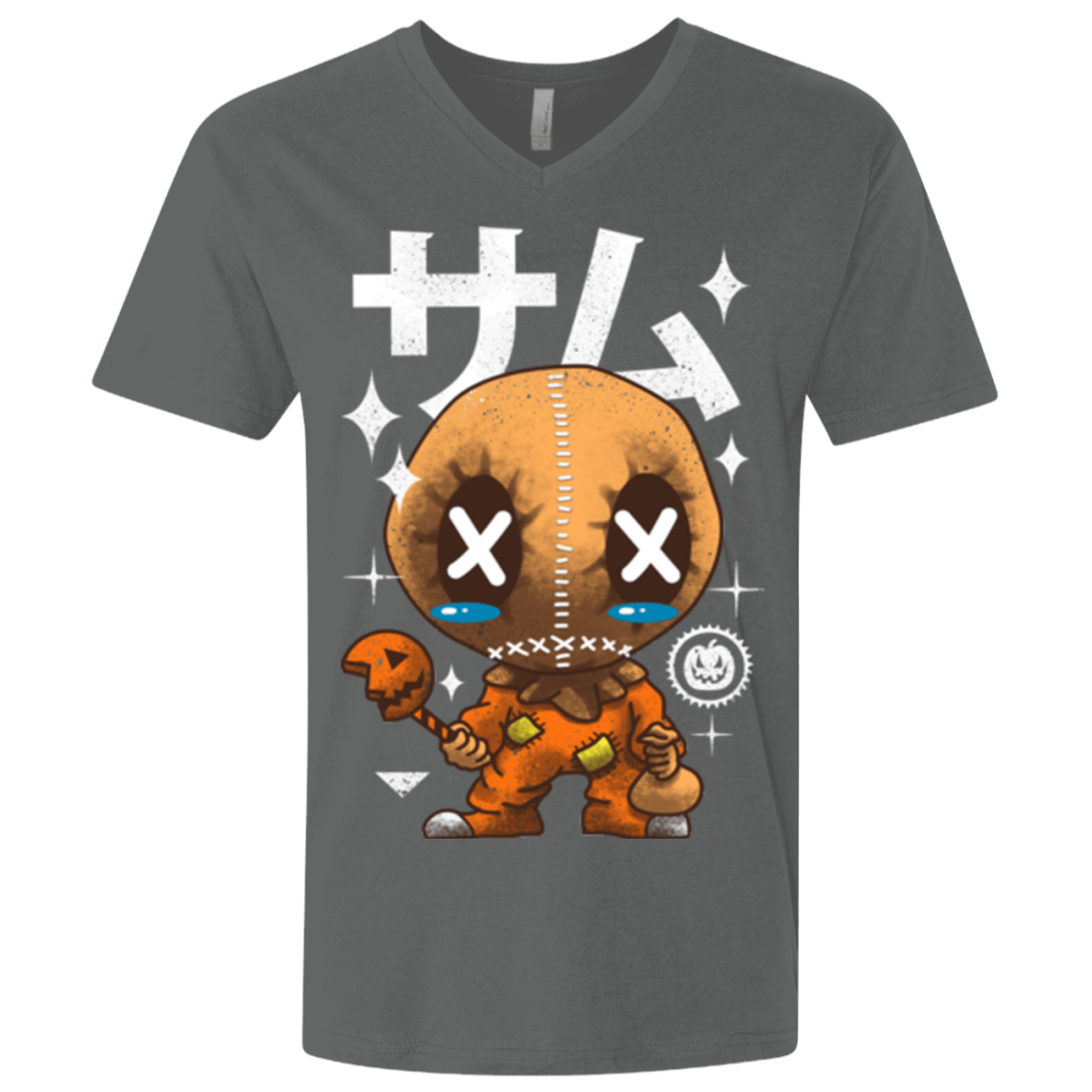 T-Shirts Heavy Metal / X-Small Kawaii Pumpkin Men's Premium V-Neck