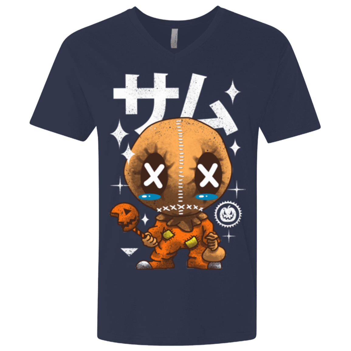 T-Shirts Midnight Navy / X-Small Kawaii Pumpkin Men's Premium V-Neck