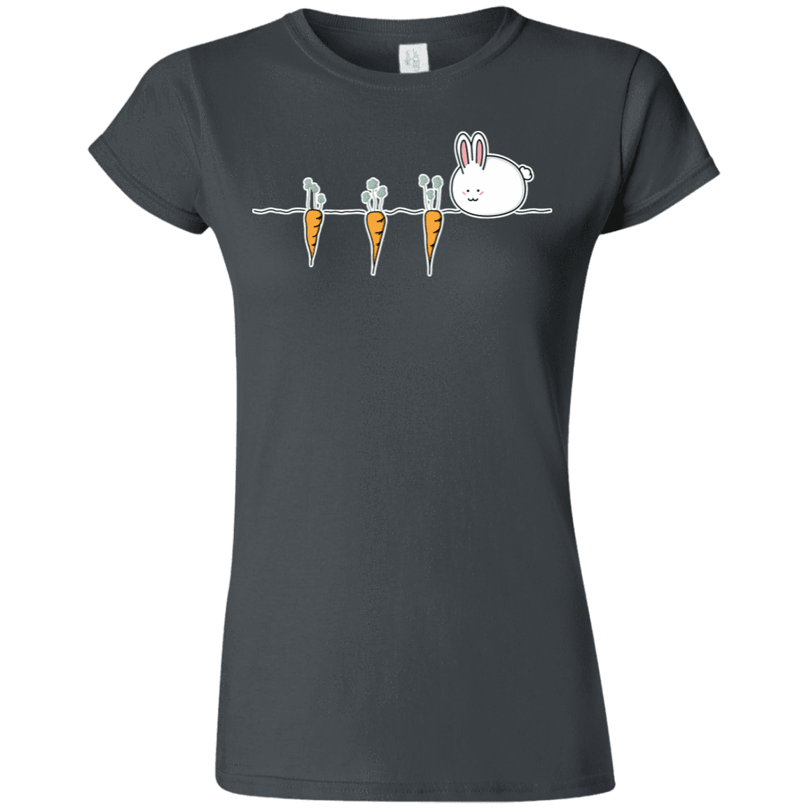 T-Shirts Charcoal / S Kawaii Rabbit and Carrots Junior Slimmer-Fit T-Shirt