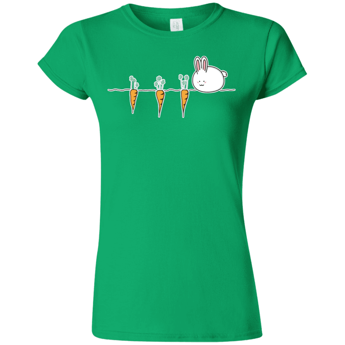 T-Shirts Irish Green / S Kawaii Rabbit and Carrots Junior Slimmer-Fit T-Shirt