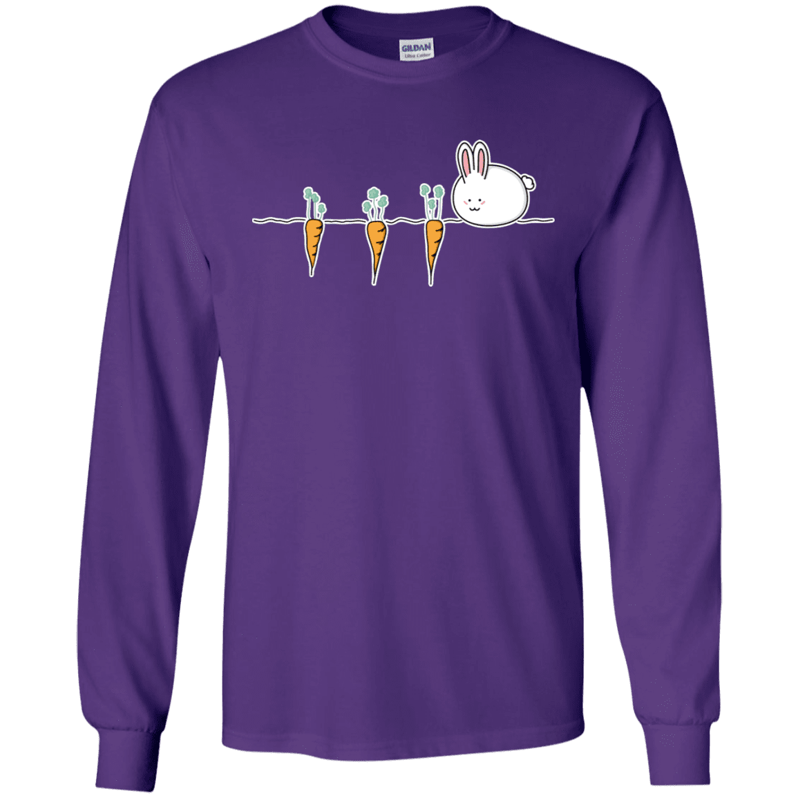 T-Shirts Purple / S Kawaii Rabbit and Carrots Men's Long Sleeve T-Shirt