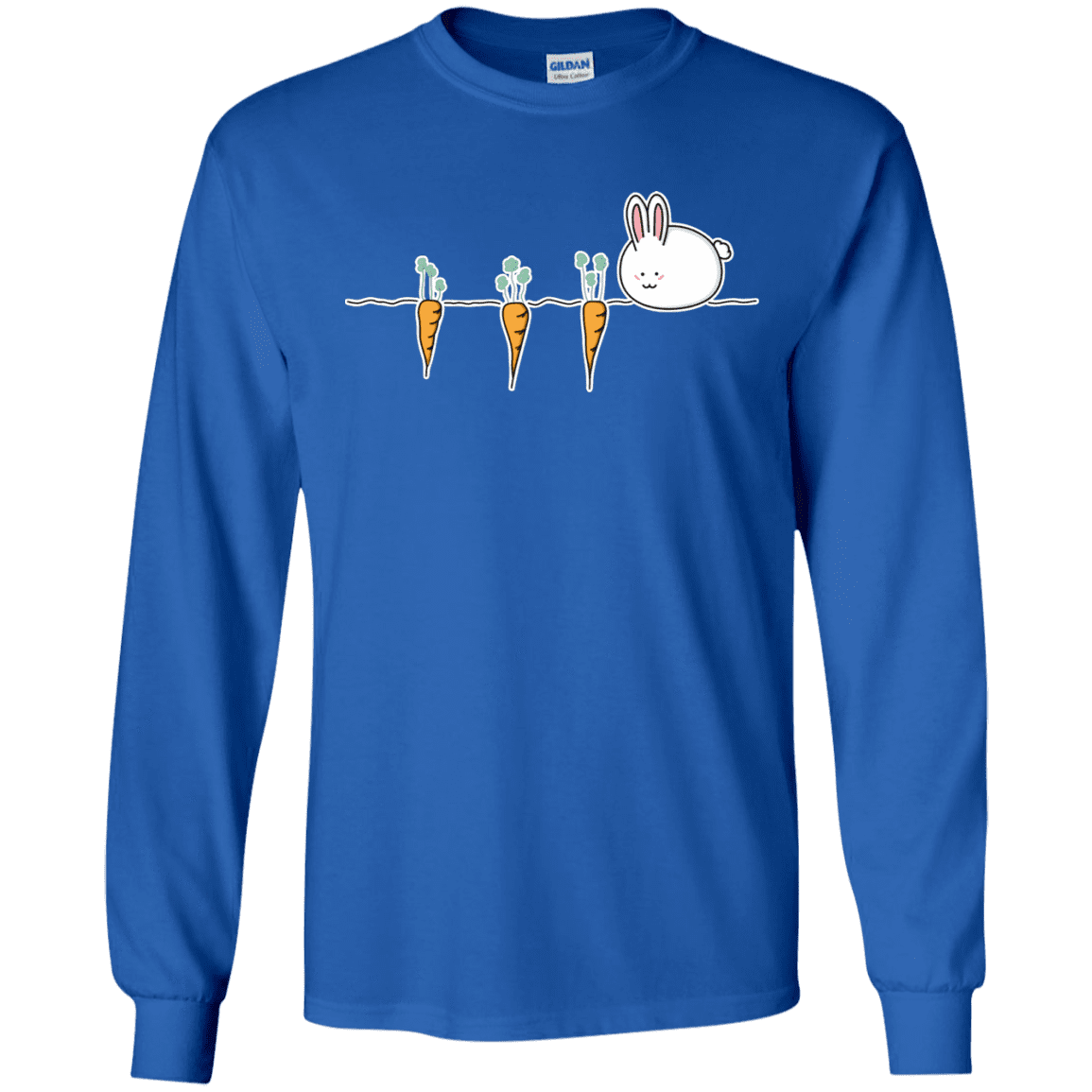 T-Shirts Royal / S Kawaii Rabbit and Carrots Men's Long Sleeve T-Shirt