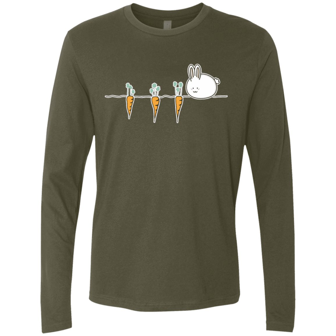 T-Shirts Military Green / S Kawaii Rabbit and Carrots Men's Premium Long Sleeve
