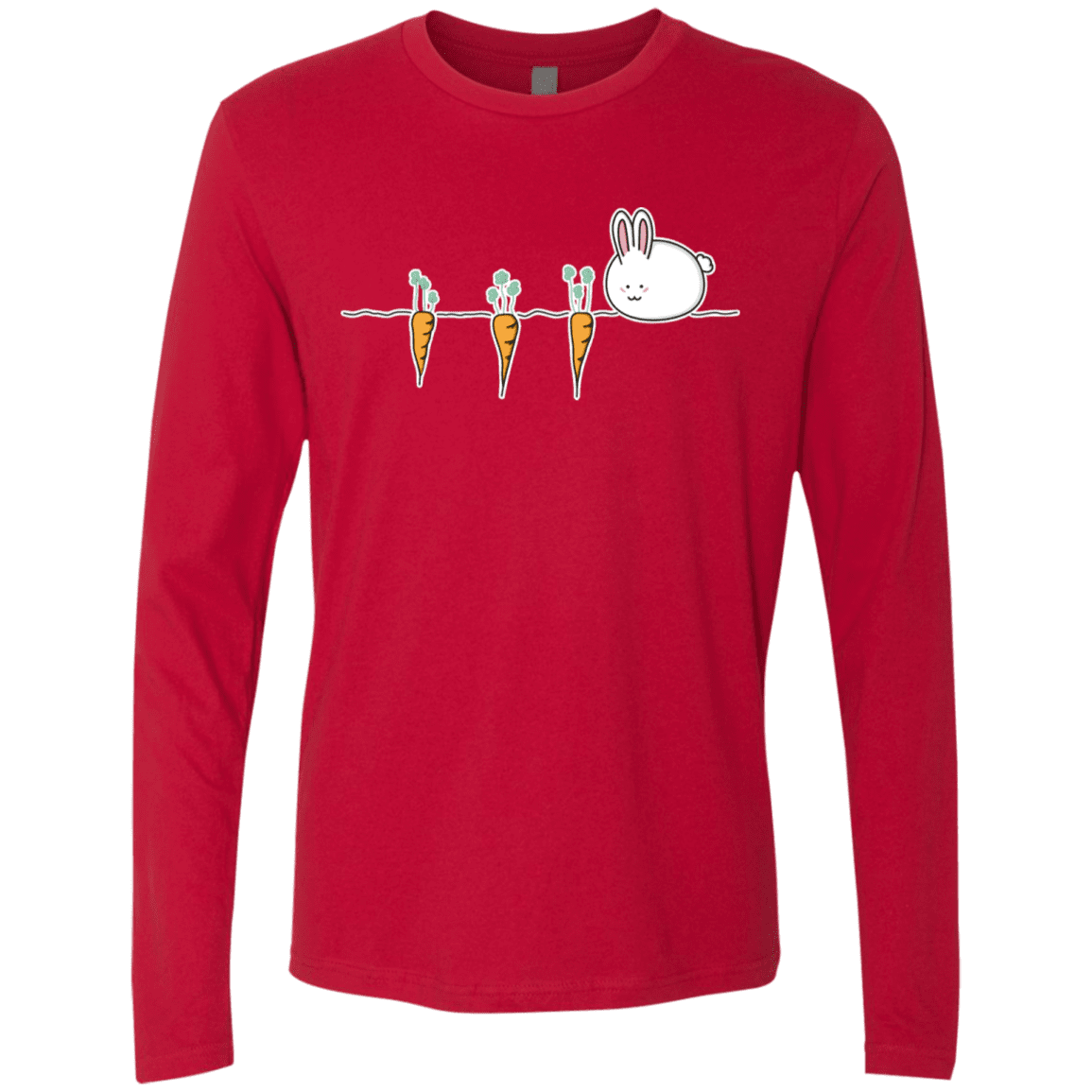 T-Shirts Red / S Kawaii Rabbit and Carrots Men's Premium Long Sleeve