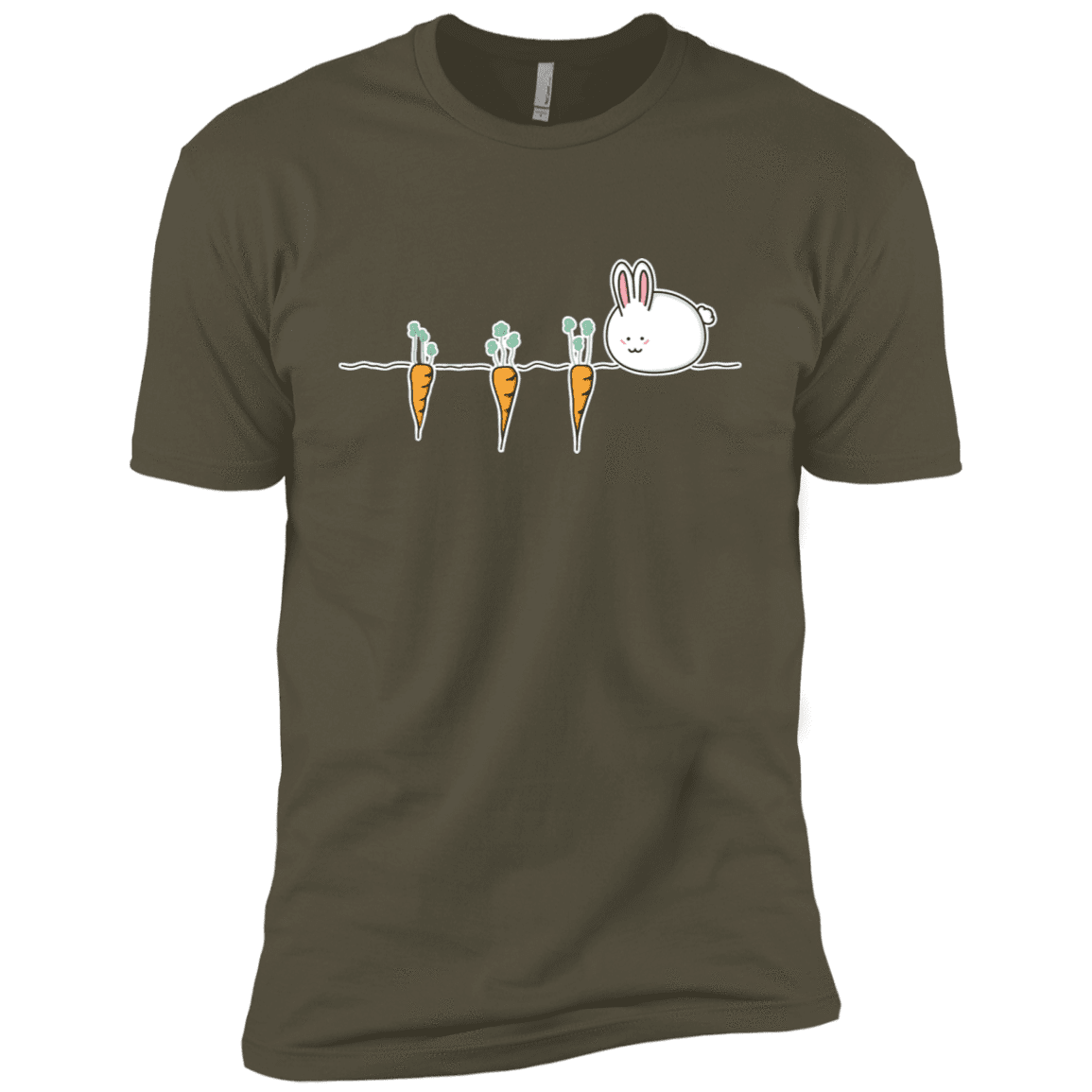 T-Shirts Military Green / X-Small Kawaii Rabbit and Carrots Men's Premium T-Shirt