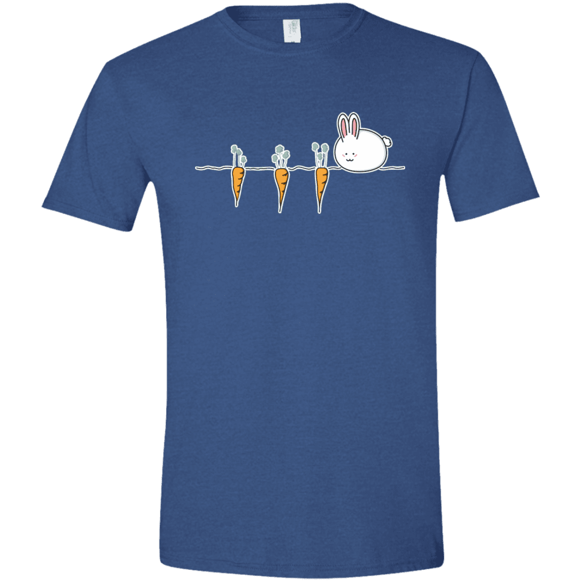 T-Shirts Heather Royal / X-Small Kawaii Rabbit and Carrots Men's Semi-Fitted Softstyle