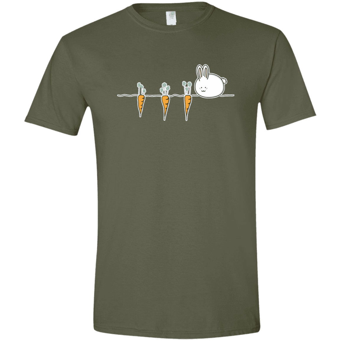 T-Shirts Military Green / S Kawaii Rabbit and Carrots Men's Semi-Fitted Softstyle