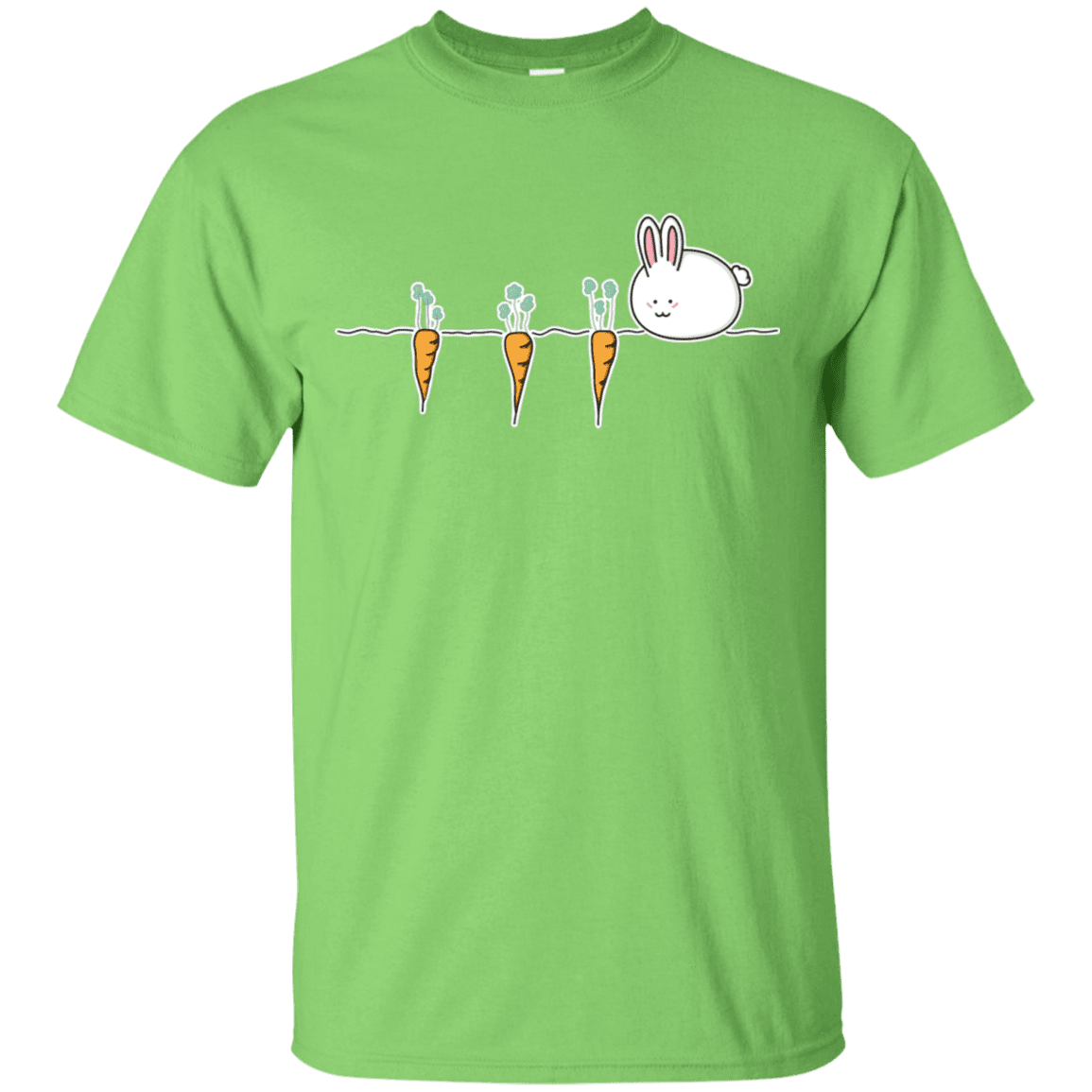 T-Shirts Lime / S Kawaii Rabbit and Carrots T-Shirt