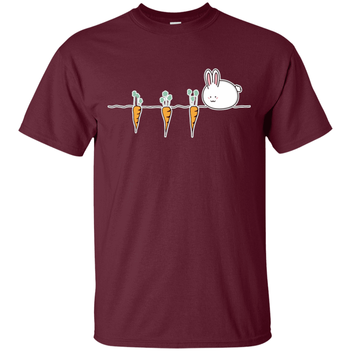 T-Shirts Maroon / S Kawaii Rabbit and Carrots T-Shirt