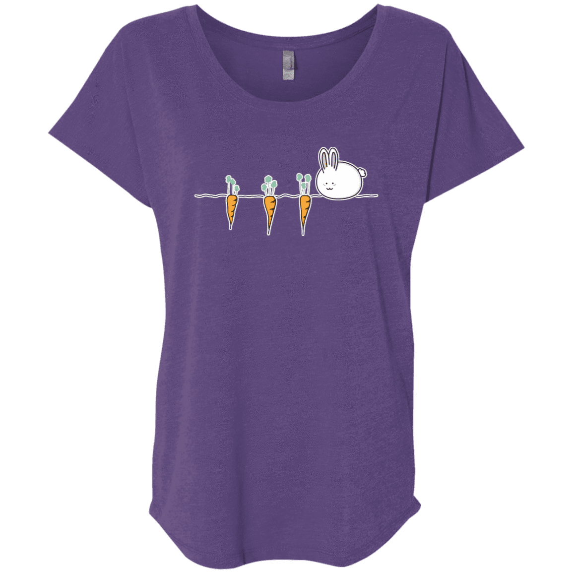 T-Shirts Purple Rush / X-Small Kawaii Rabbit and Carrots Triblend Dolman Sleeve