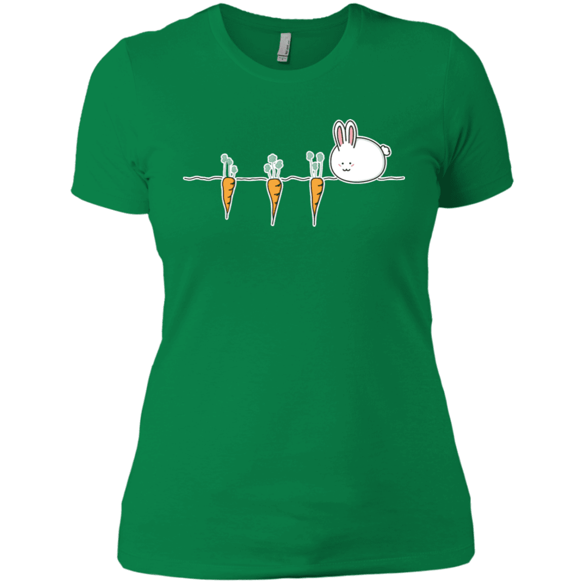 T-Shirts Kelly Green / X-Small Kawaii Rabbit and Carrots Women's Premium T-Shirt