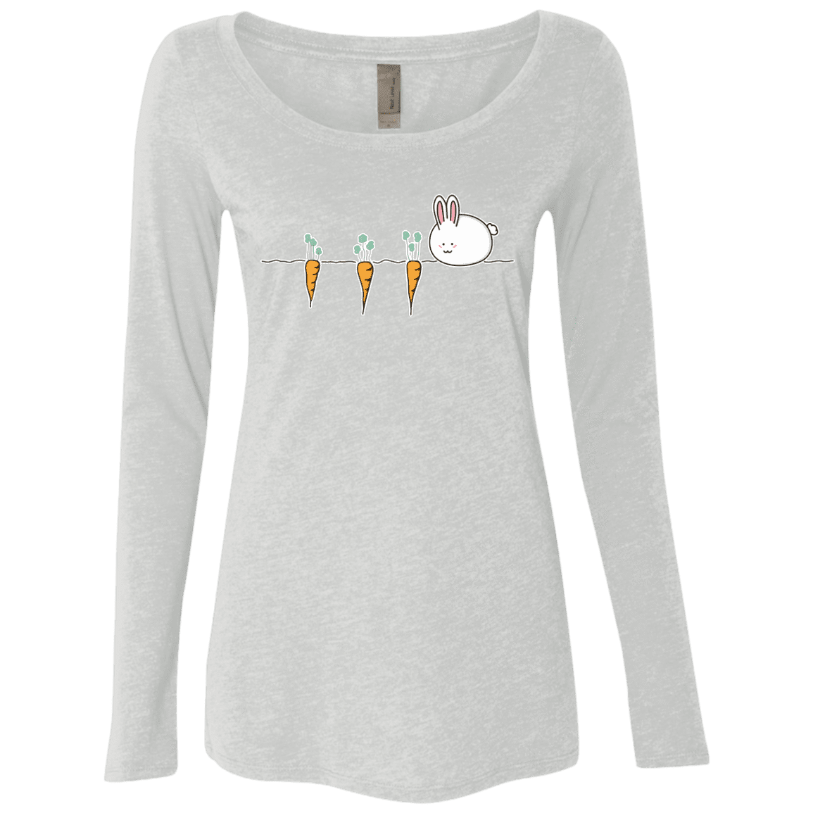 T-Shirts Heather White / S Kawaii Rabbit and Carrots Women's Triblend Long Sleeve Shirt