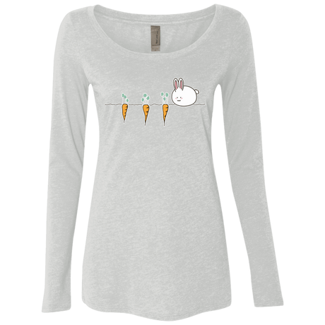 T-Shirts Heather White / S Kawaii Rabbit and Carrots Women's Triblend Long Sleeve Shirt