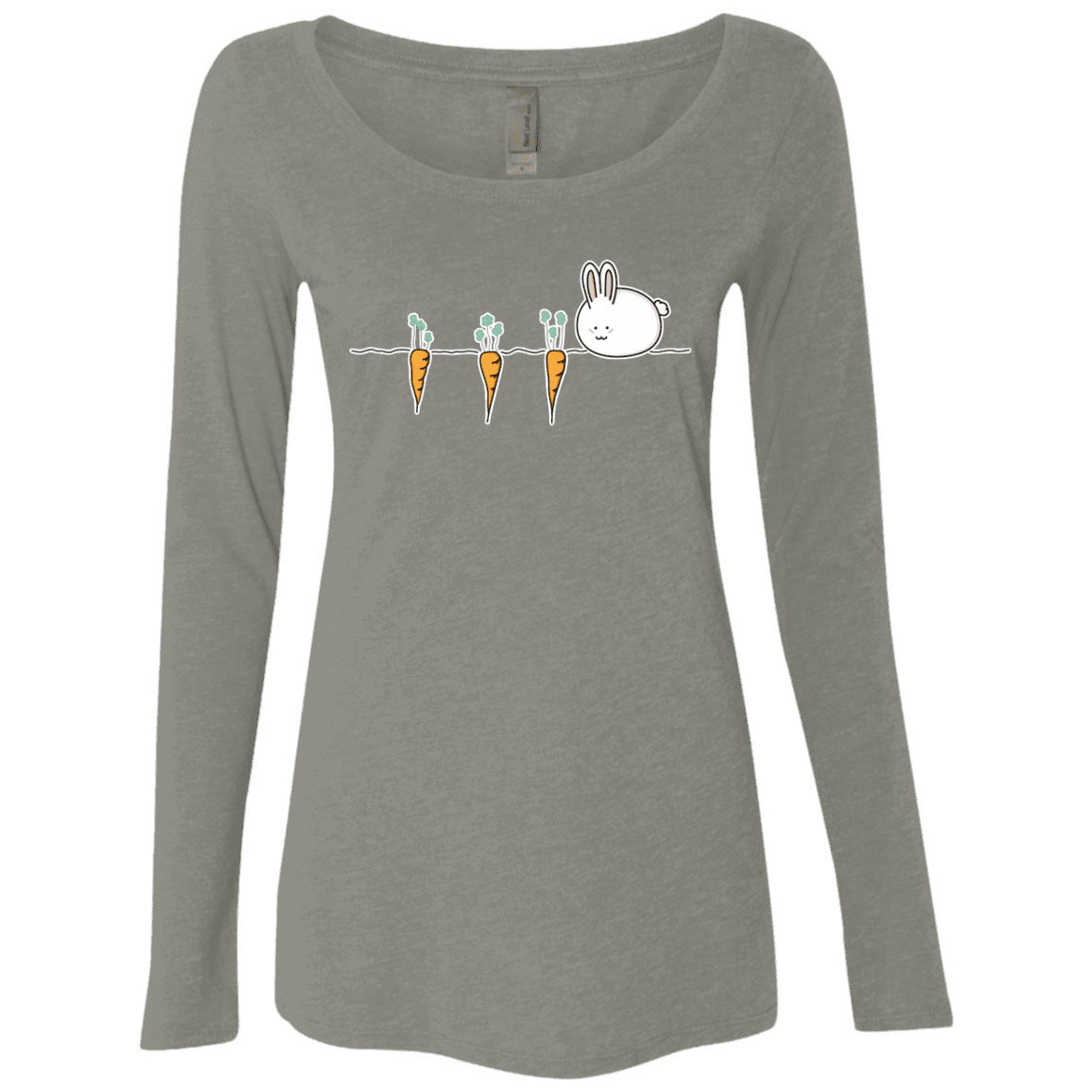 T-Shirts Venetian Grey / S Kawaii Rabbit and Carrots Women's Triblend Long Sleeve Shirt