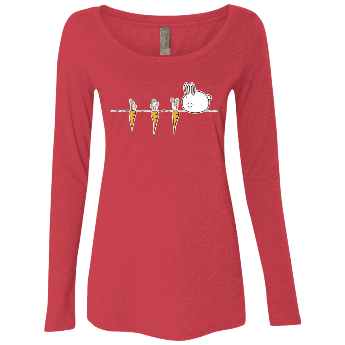 T-Shirts Vintage Red / S Kawaii Rabbit and Carrots Women's Triblend Long Sleeve Shirt