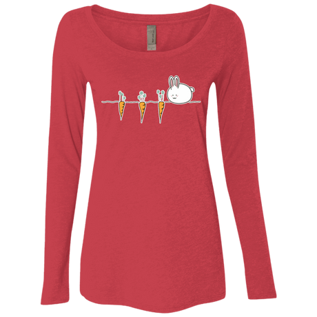 T-Shirts Vintage Red / S Kawaii Rabbit and Carrots Women's Triblend Long Sleeve Shirt