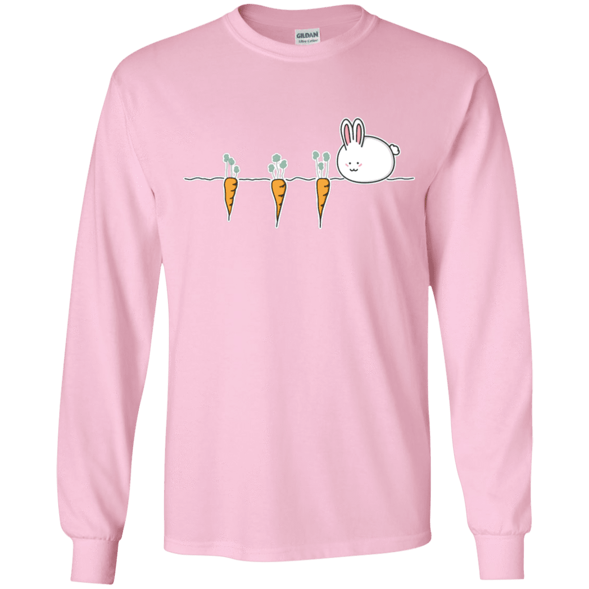T-Shirts Light Pink / YS Kawaii Rabbit and Carrots Youth Long Sleeve T-Shirt