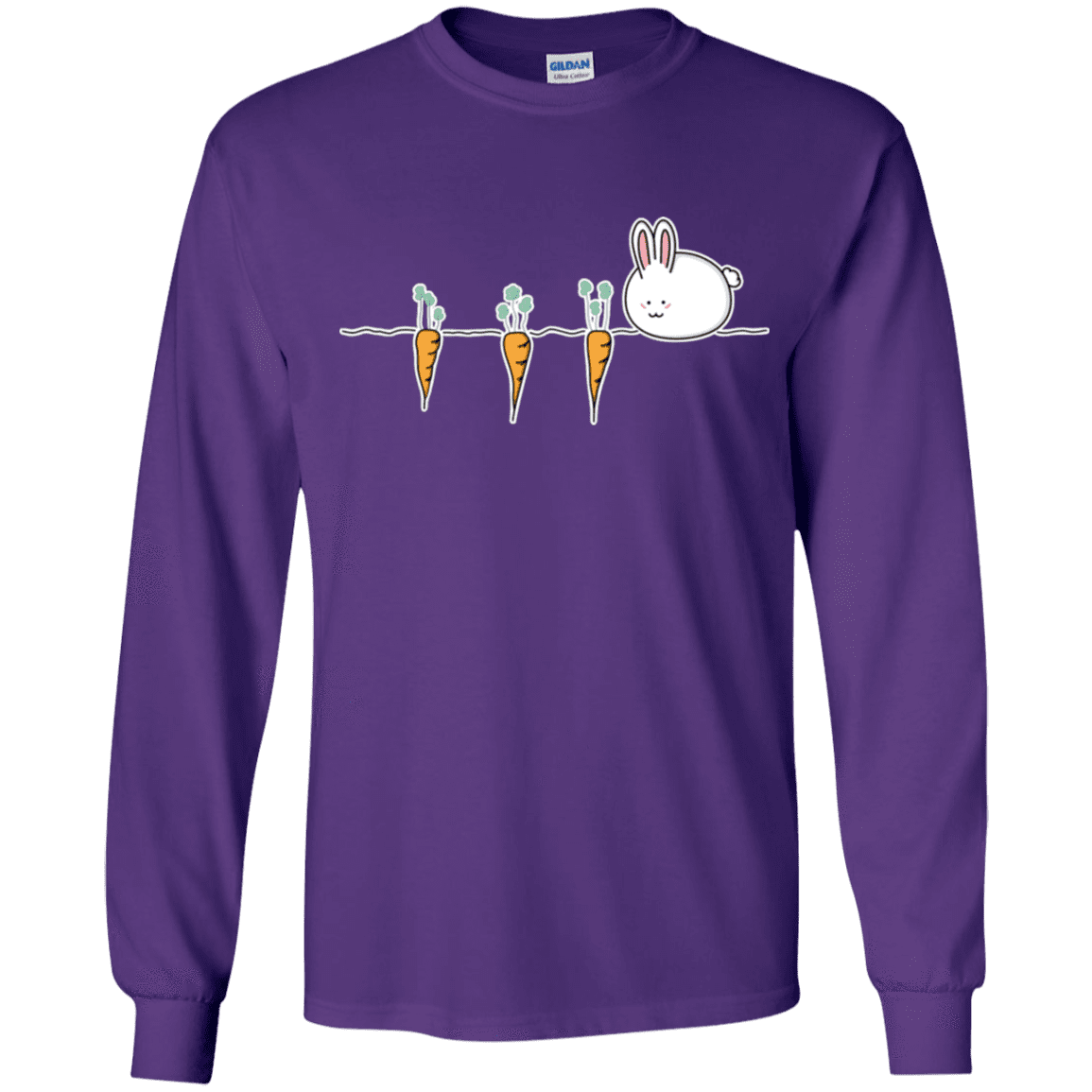 T-Shirts Purple / YS Kawaii Rabbit and Carrots Youth Long Sleeve T-Shirt