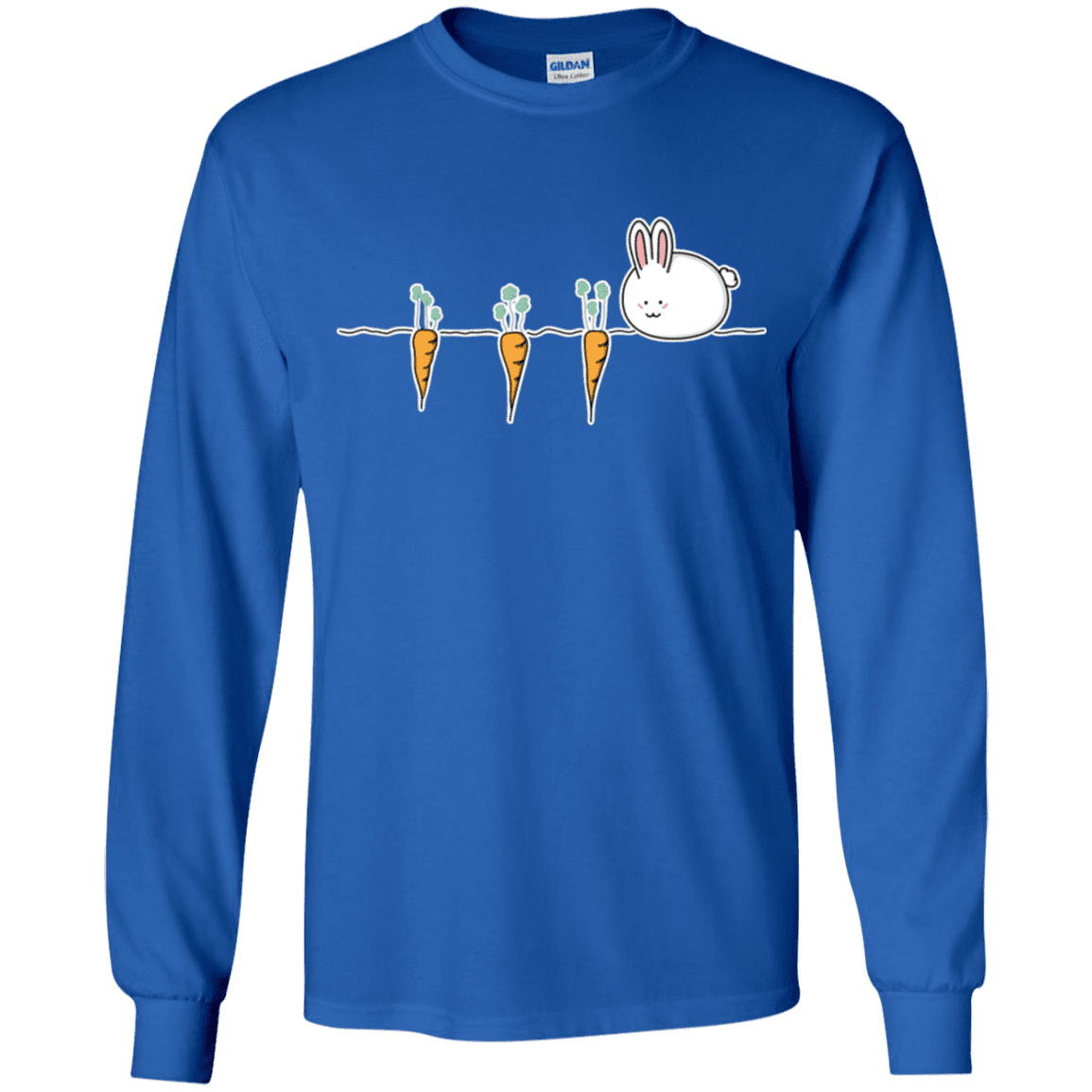 T-Shirts Royal / YS Kawaii Rabbit and Carrots Youth Long Sleeve T-Shirt