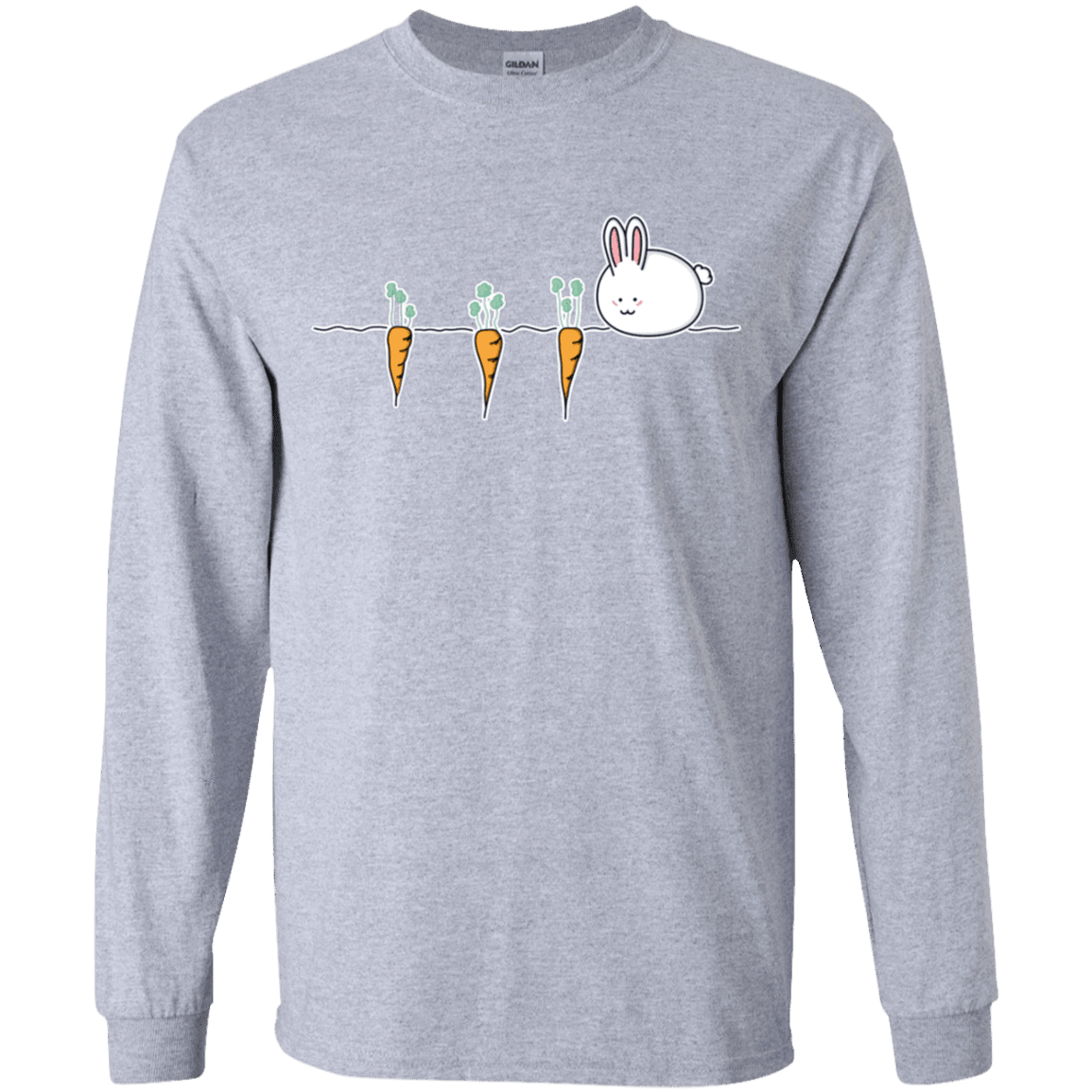 T-Shirts Sport Grey / YS Kawaii Rabbit and Carrots Youth Long Sleeve T-Shirt