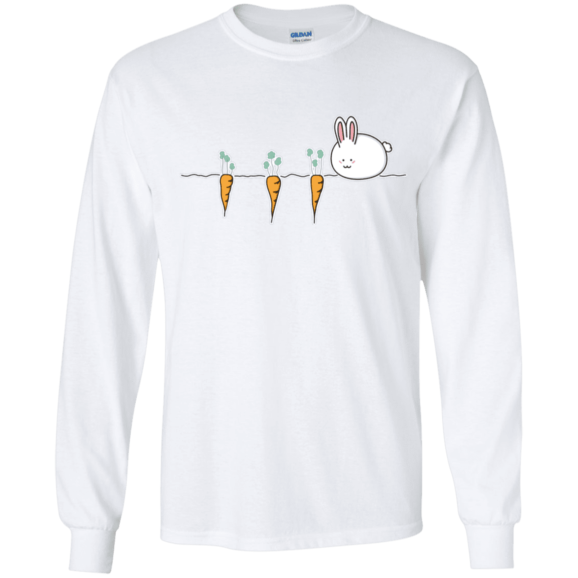 T-Shirts White / YS Kawaii Rabbit and Carrots Youth Long Sleeve T-Shirt