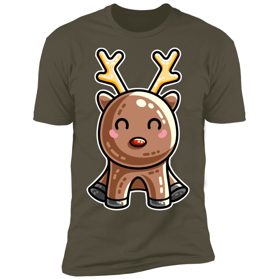 T-Shirts Military Green / S Kawaii Reindeer Men's Premium T-Shirt